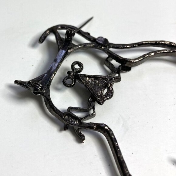 Vintage Large Cat Cartoon Brooch Bronze Tone Outline Silhouette Cat Lady 80s - Picture 5 of 6